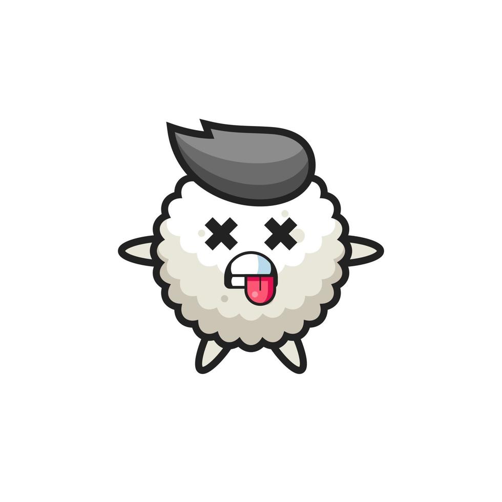 character of the cute rice ball with dead pose vector