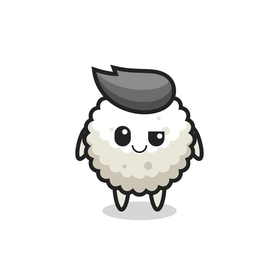 rice ball cartoon with an arrogant expression vector