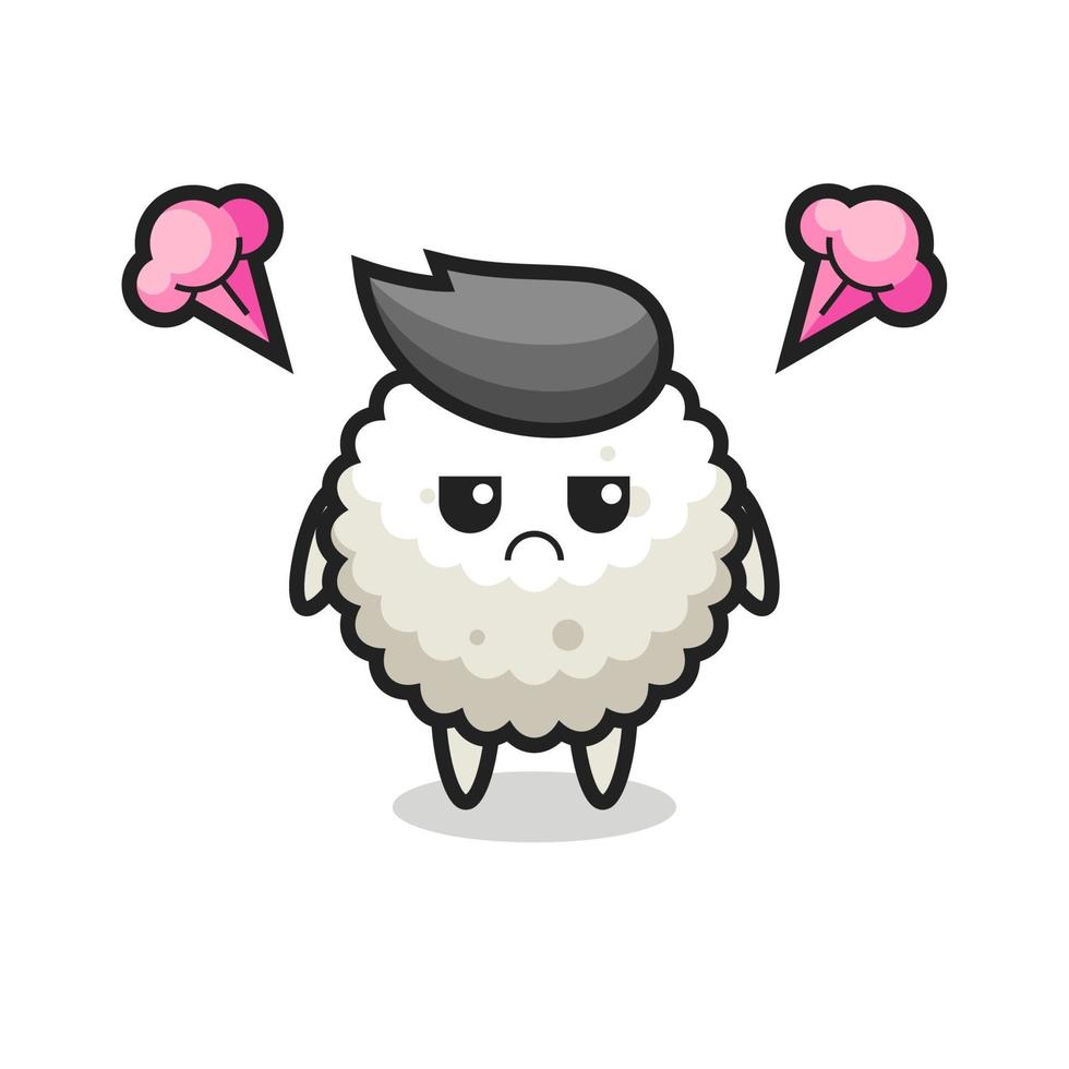 annoyed expression of the cute rice ball cartoon character vector