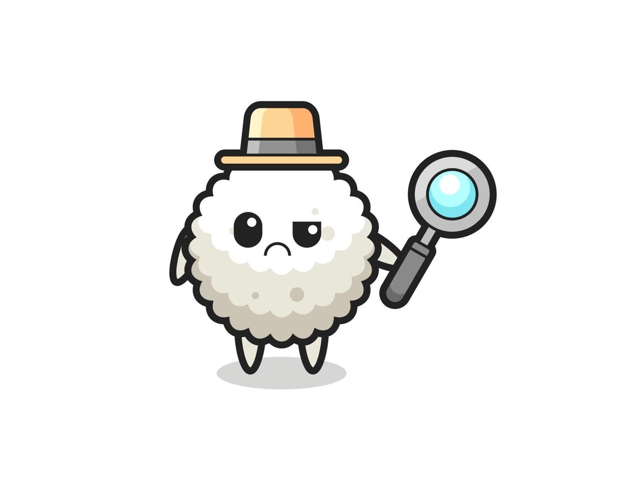 the mascot of cute rice ball as a detective vector