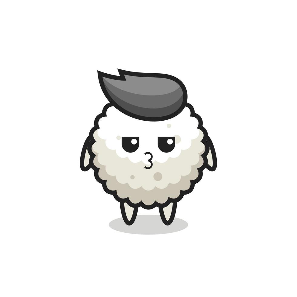 the bored expression of cute rice ball characters vector