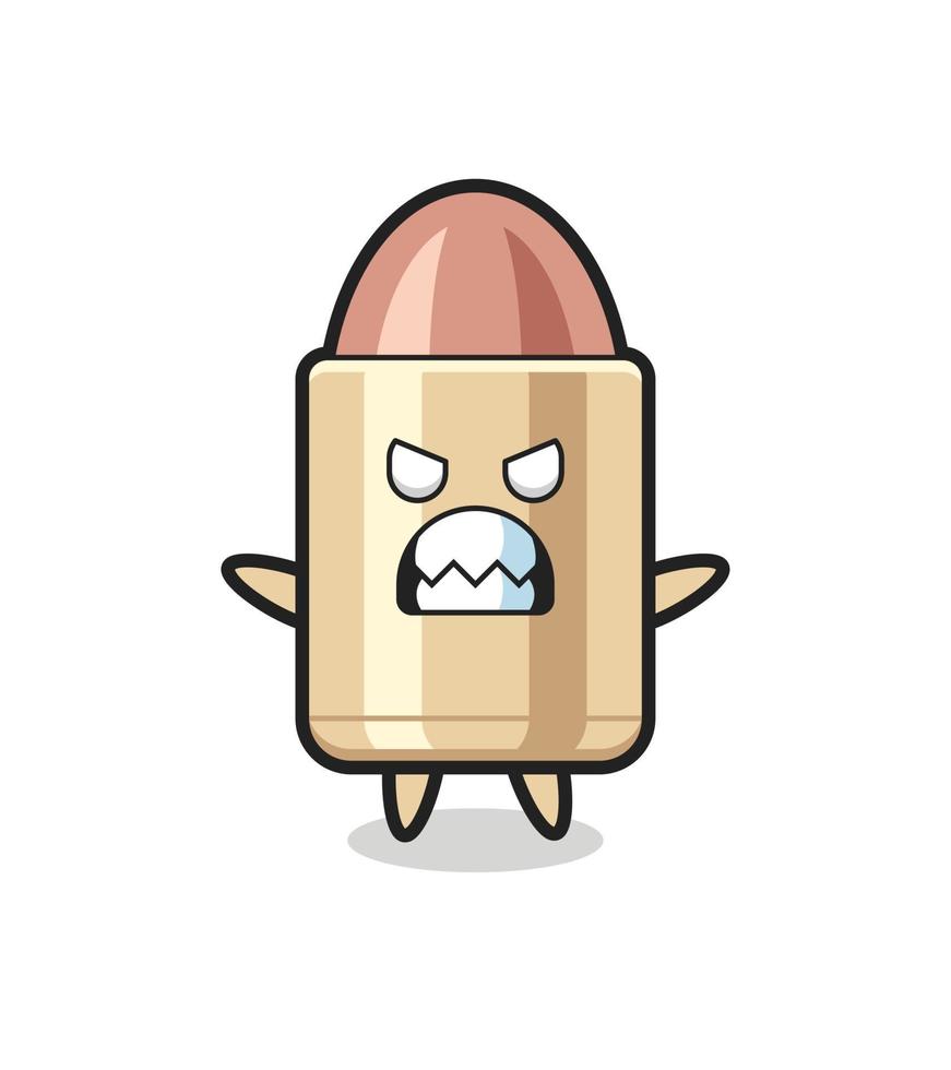 wrathful expression of the bullet mascot character vector