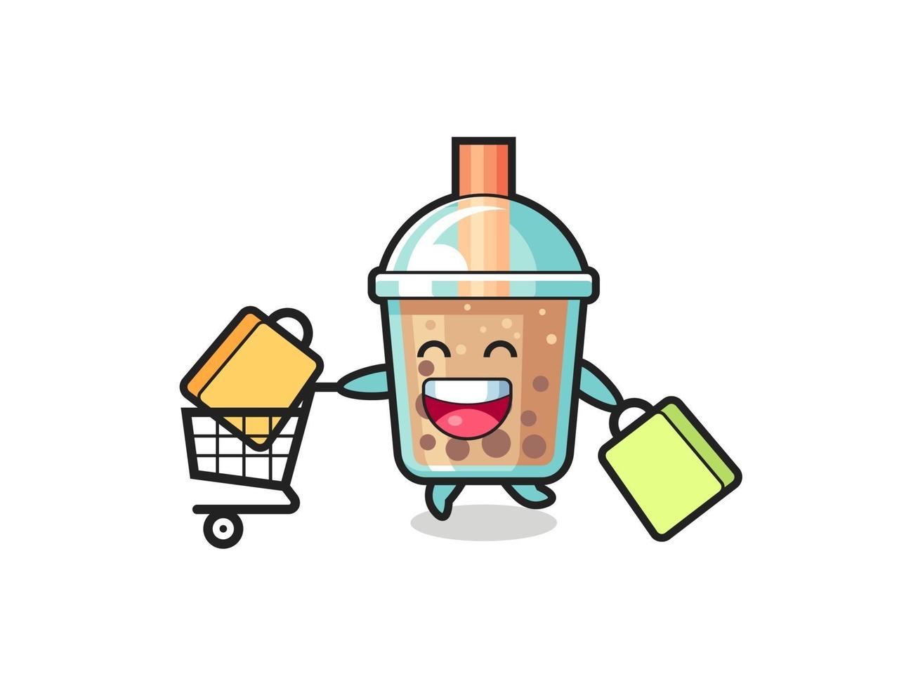 black Friday illustration with cute bubble tea mascot vector