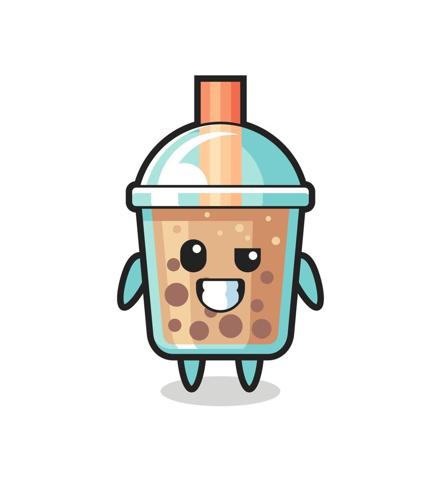 linda mascota de té de burbujas con una cara optimista vector