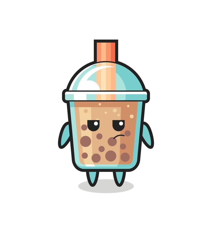 lindo personaje de té de burbujas con expresión sospechosa vector