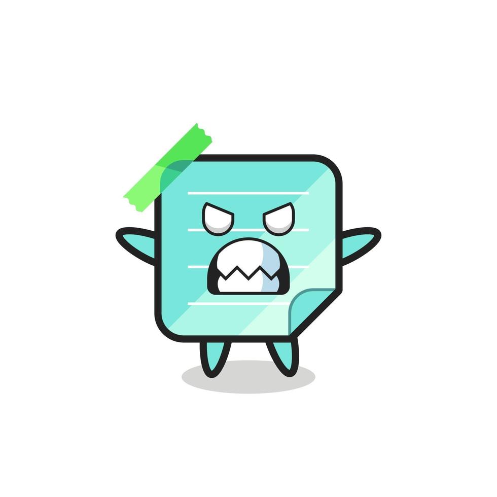 wrathful expression of the blue sticky notes mascot character vector