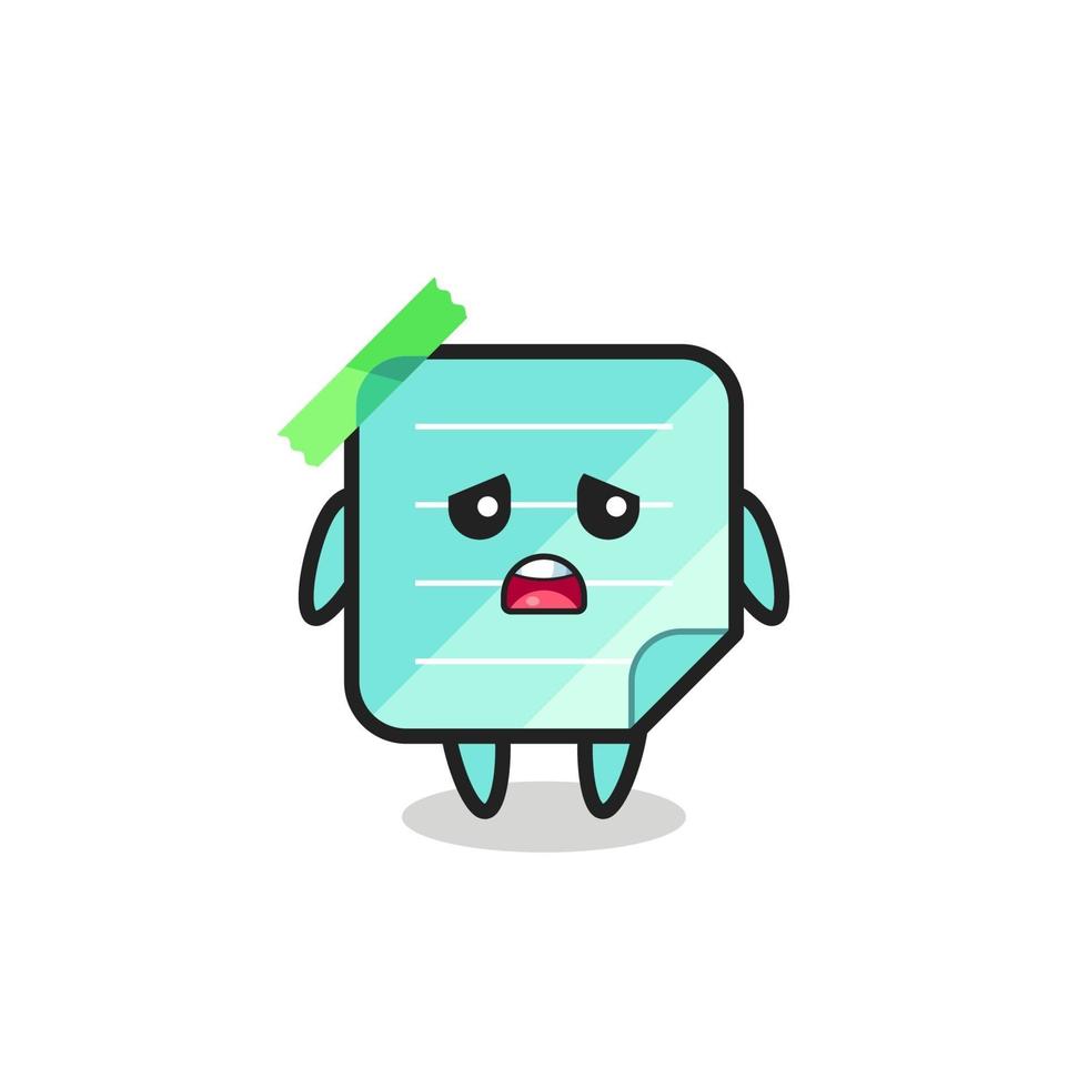 disappointed expression of the blue sticky notes cartoon vector