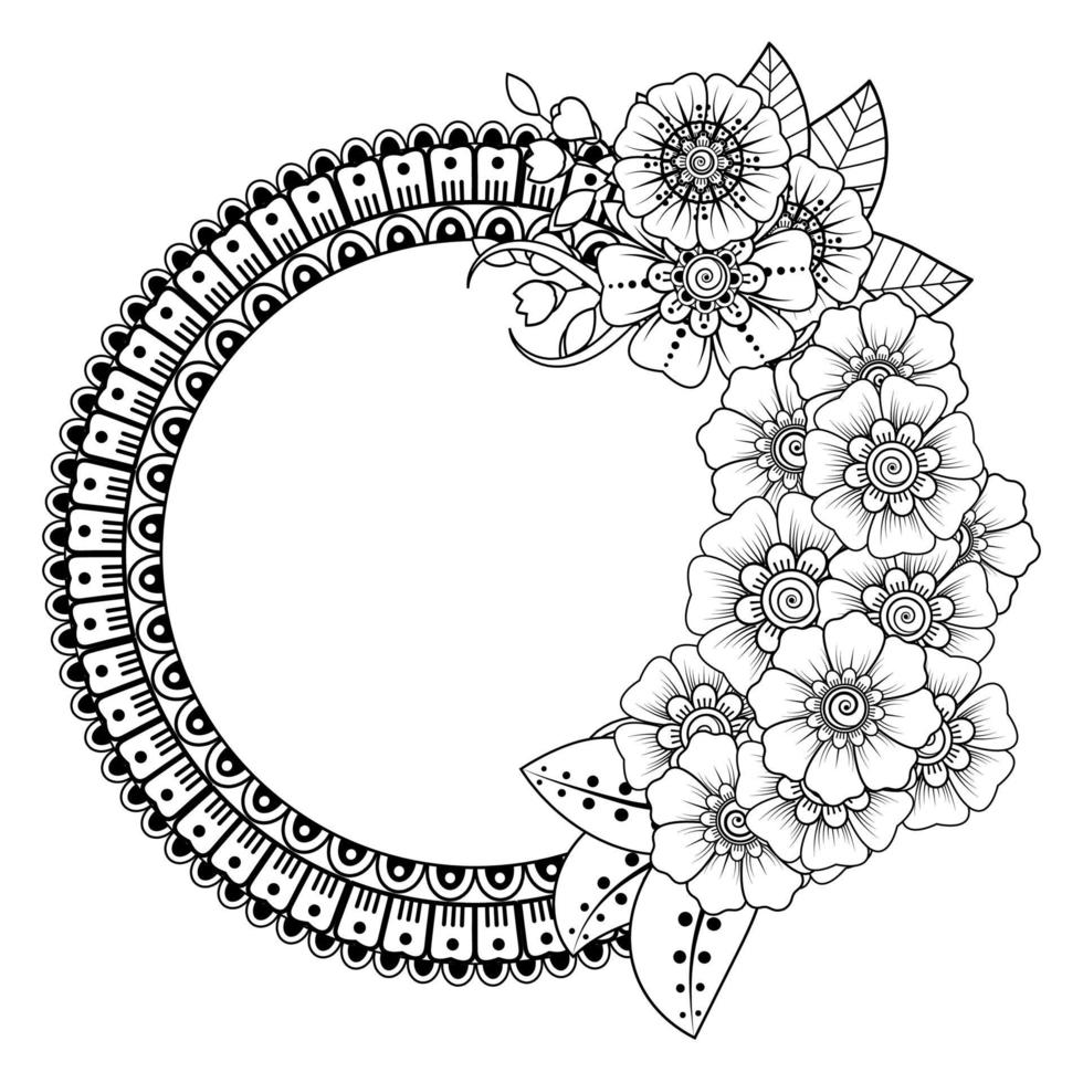 Adorno decorativo de flores mehndi en estilo étnico oriental vector