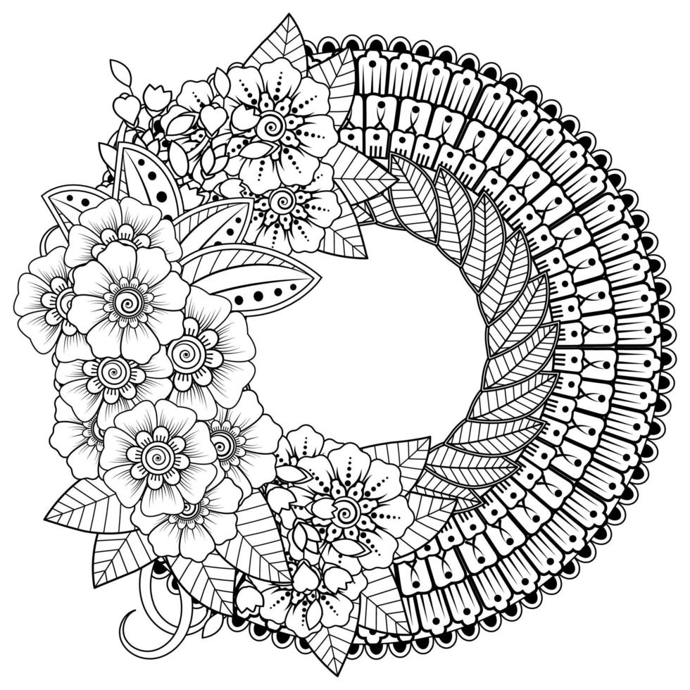 mehndi flower decorative ornament in ethnic oriental style vector