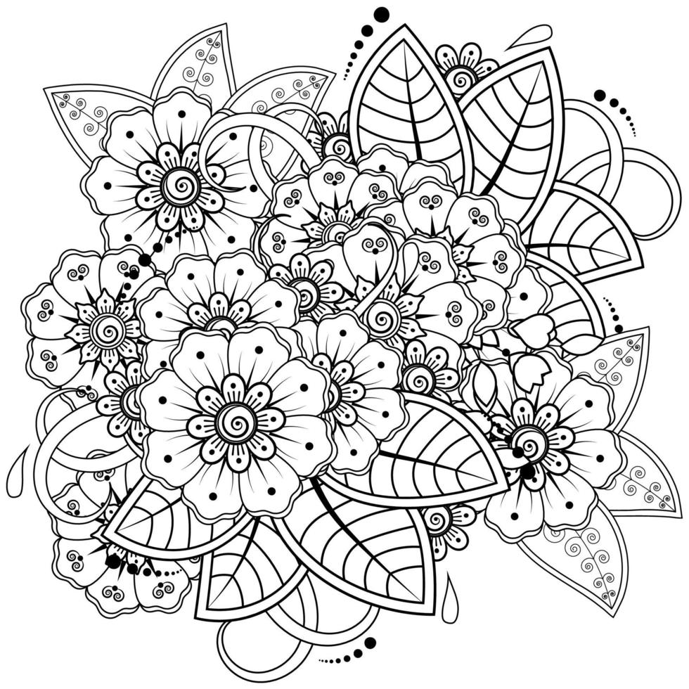 Adorno decorativo de flores mehndi en estilo étnico oriental vector