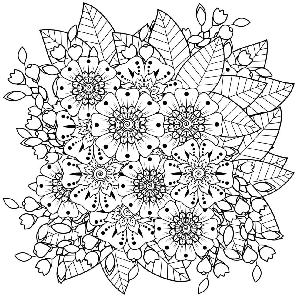 Adorno decorativo de flores mehndi en estilo étnico oriental vector