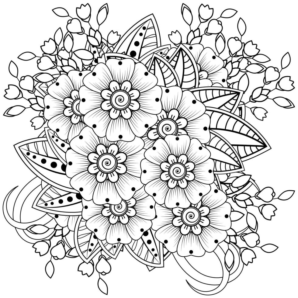 Adorno decorativo de flores mehndi en estilo étnico oriental vector