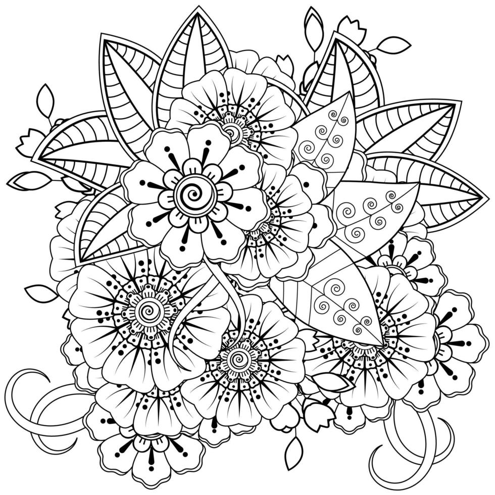 mehndi flower decorative ornament in ethnic oriental style vector