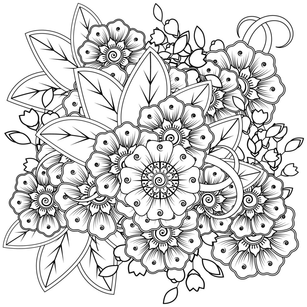mehndi flower decorative ornament in ethnic oriental style vector