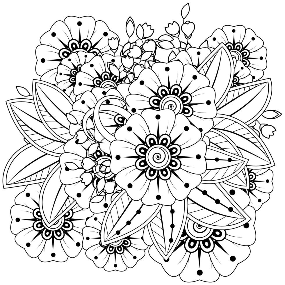 Adorno decorativo de flores mehndi en estilo étnico oriental vector