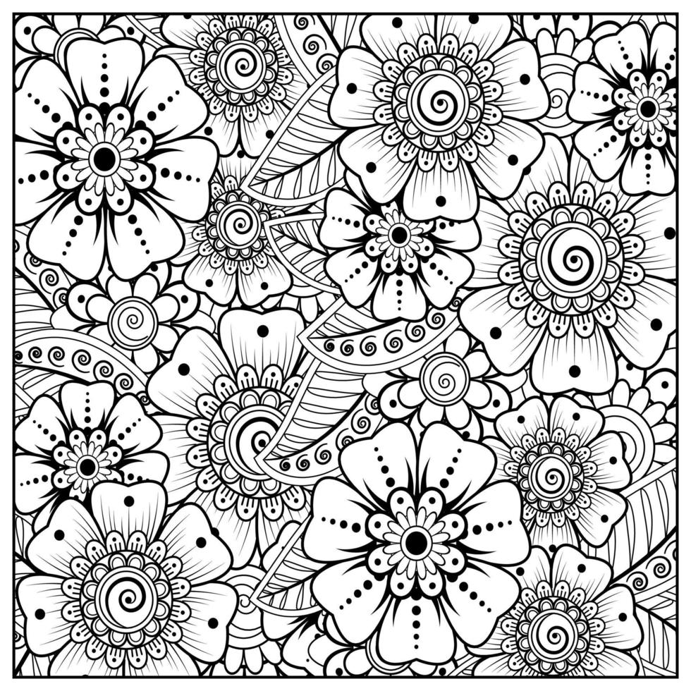 Adorno decorativo de flores mehndi en estilo étnico oriental vector