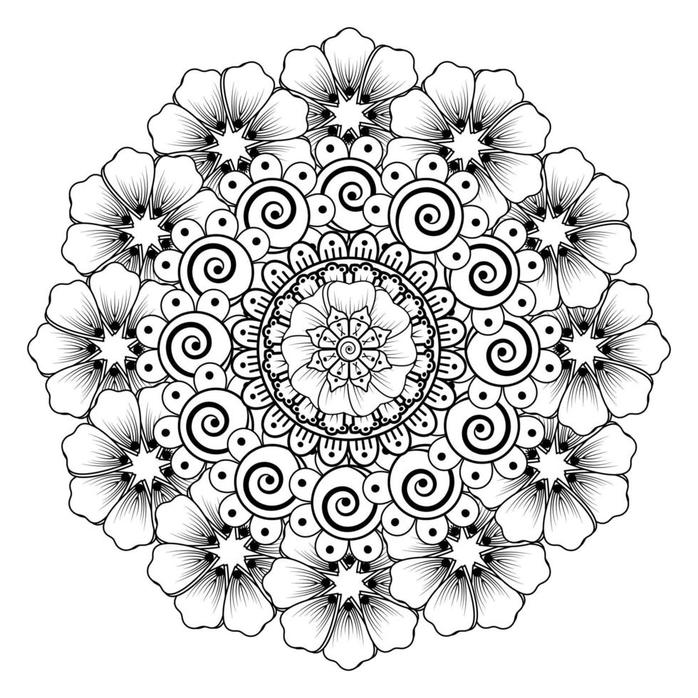 Circular pattern in the form of mandala with mehndi flower vector