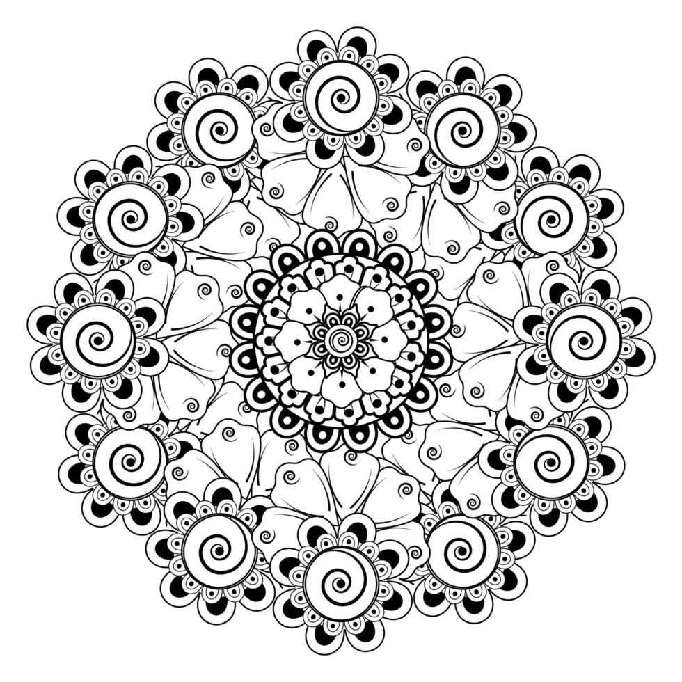 Circular pattern in the form of mandala with mehndi flower vector