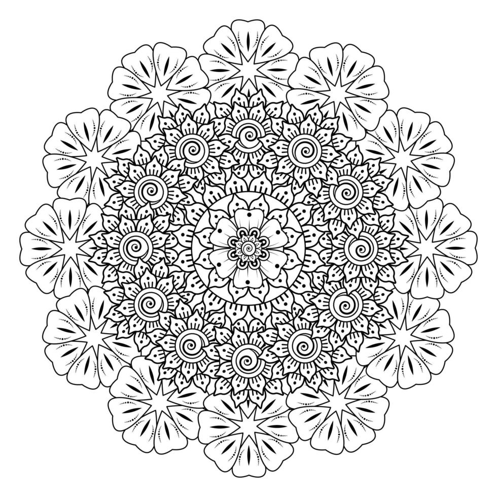 Circular pattern in the form of mandala with mehndi flower vector