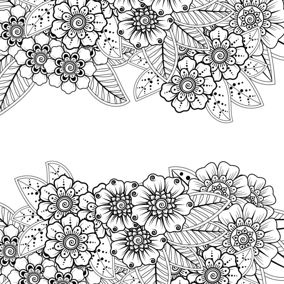 Adorno decorativo de flores mehndi en estilo étnico oriental vector