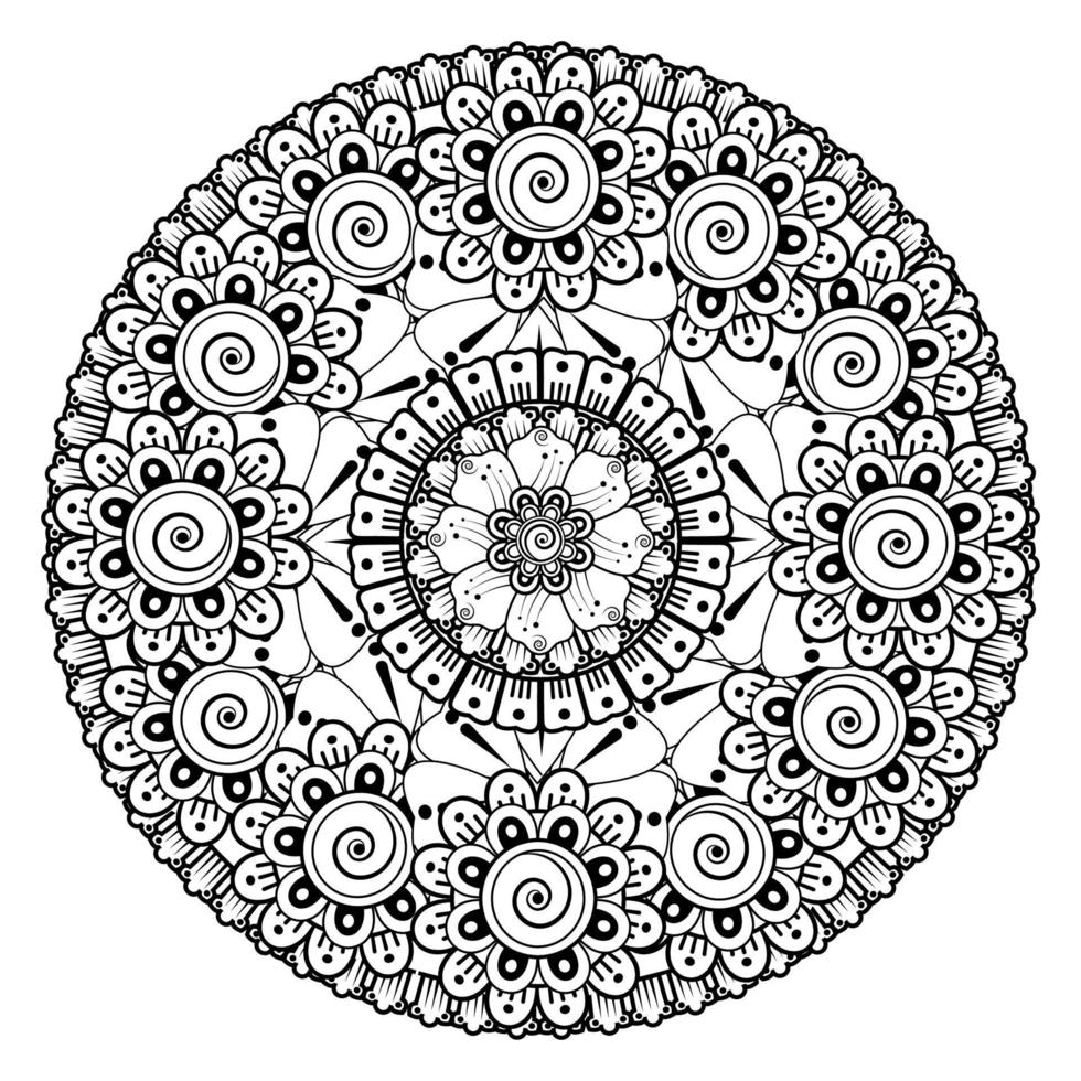 Circular pattern in the form of mandala with flower for henna. vector