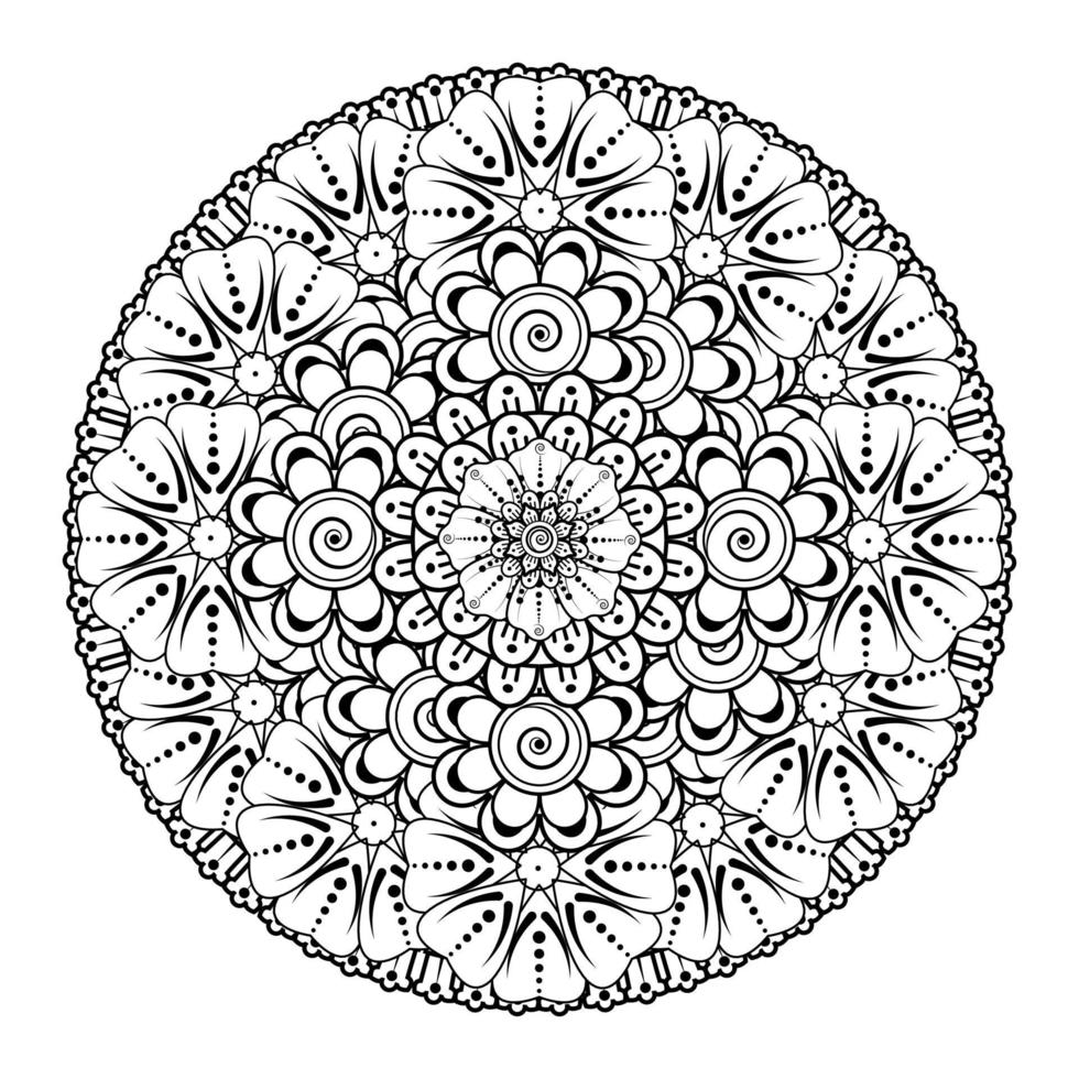 Circular pattern in the form of mandala with flower for henna. vector