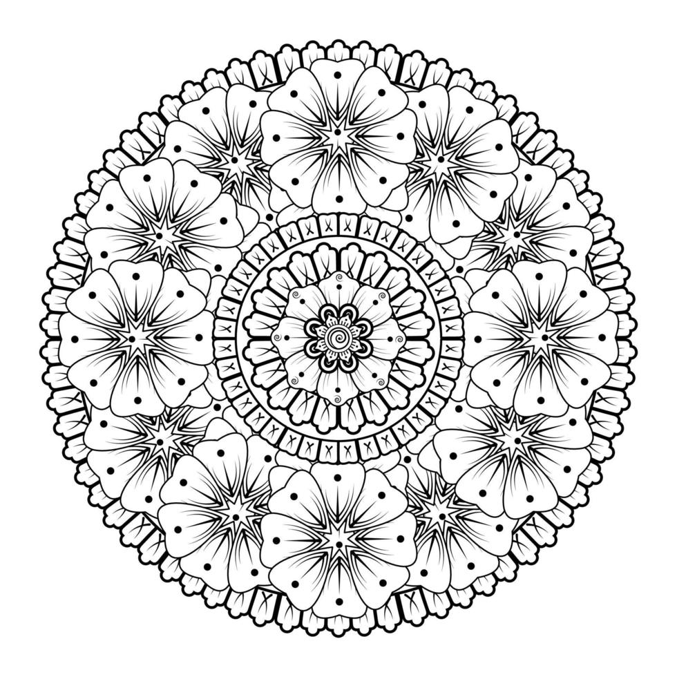 Circular pattern in the form of mandala with flower for henna. vector
