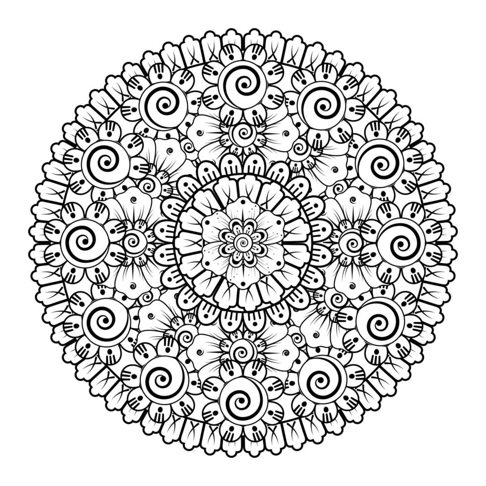 Circular pattern in the form of mandala with flower for henna. vector