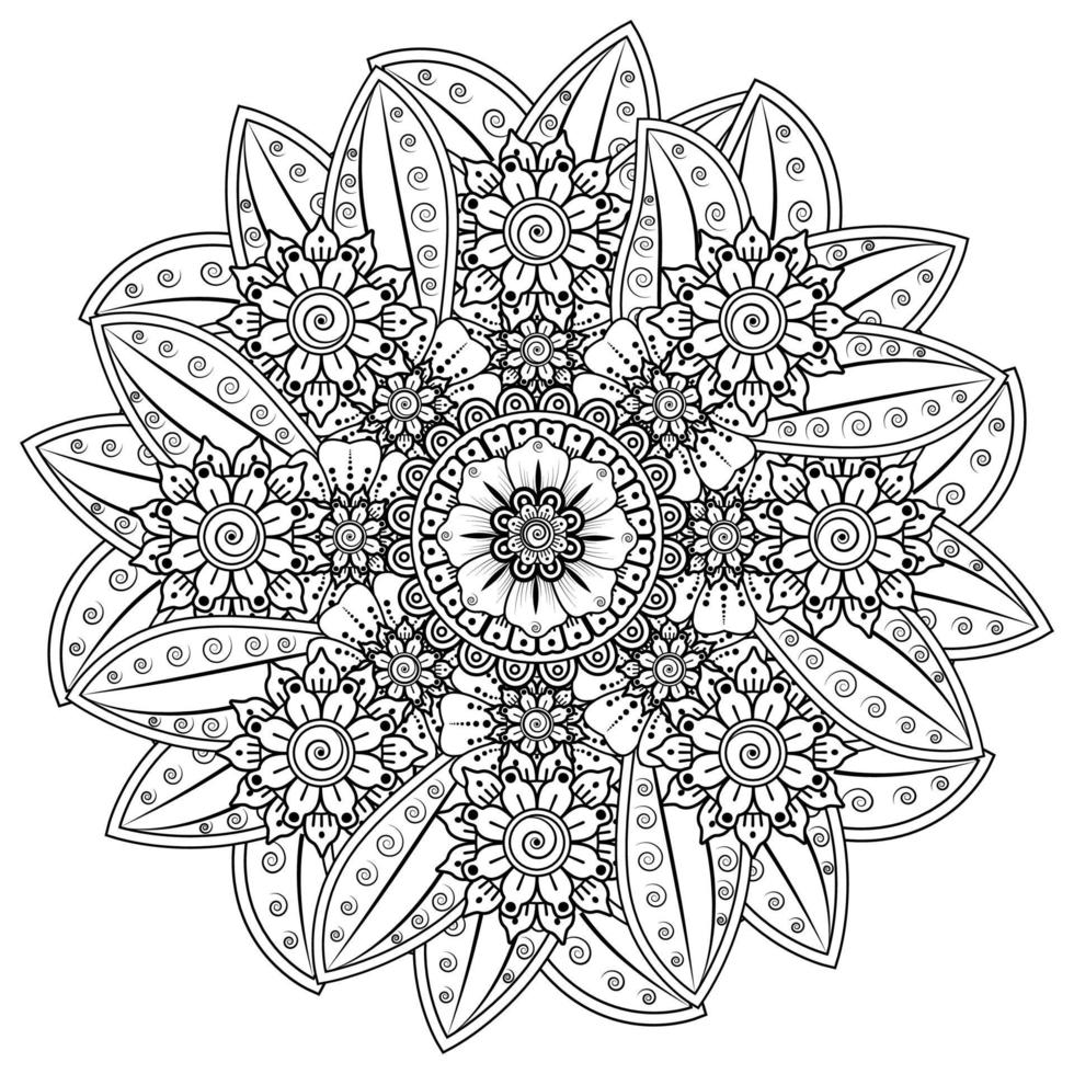 Circular pattern in the form of mandala with flower for henna. vector