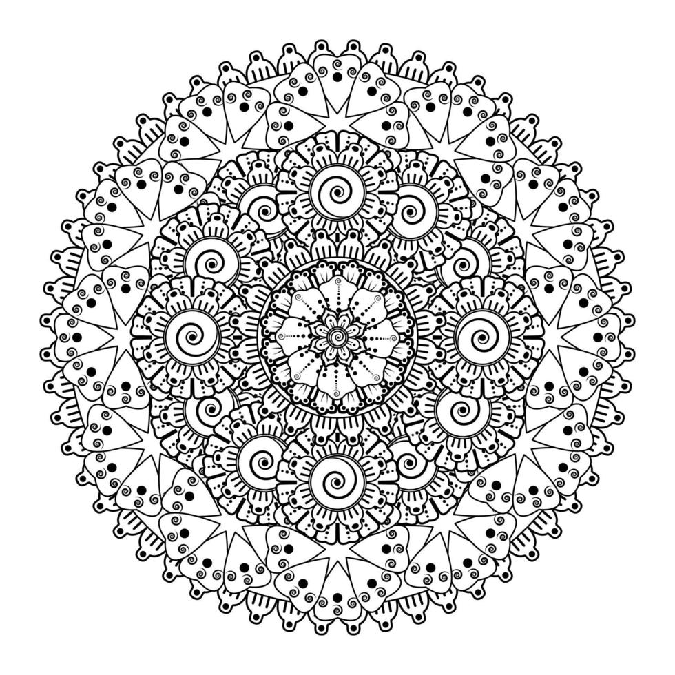 Circular pattern in the form of mandala with flower for henna. vector