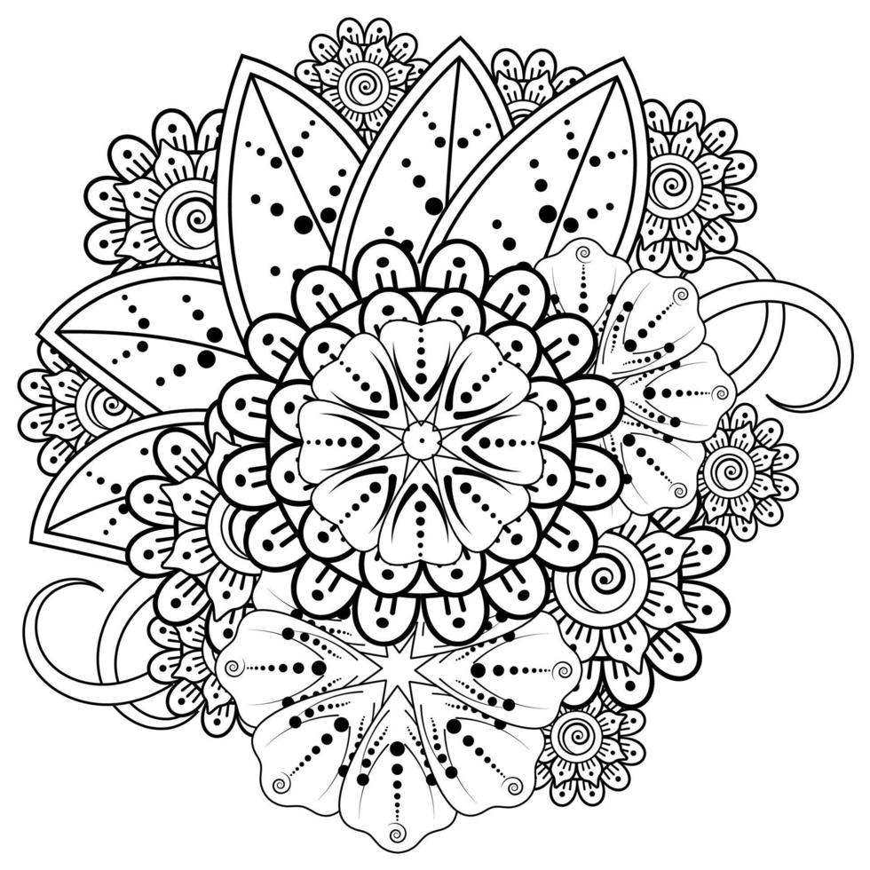 mehndi flower decorative ornament in ethnic oriental style vector