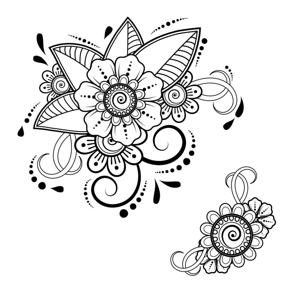 Adorno decorativo de flores mehndi en estilo étnico oriental vector