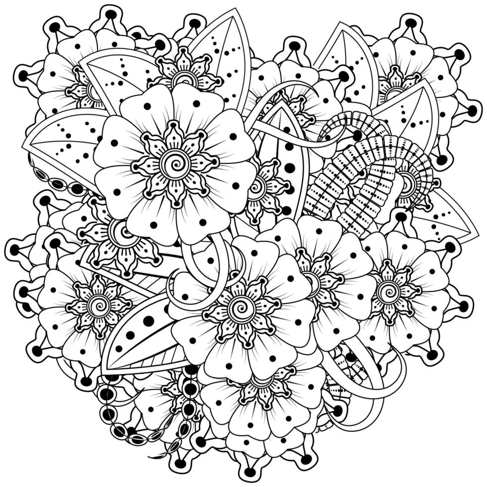 mehndi flower decorative ornament in ethnic oriental style vector