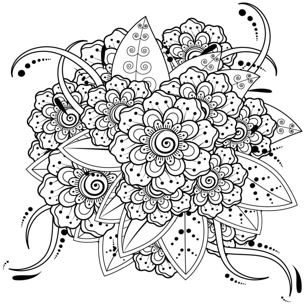 Adorno decorativo de flores mehndi en estilo étnico oriental vector