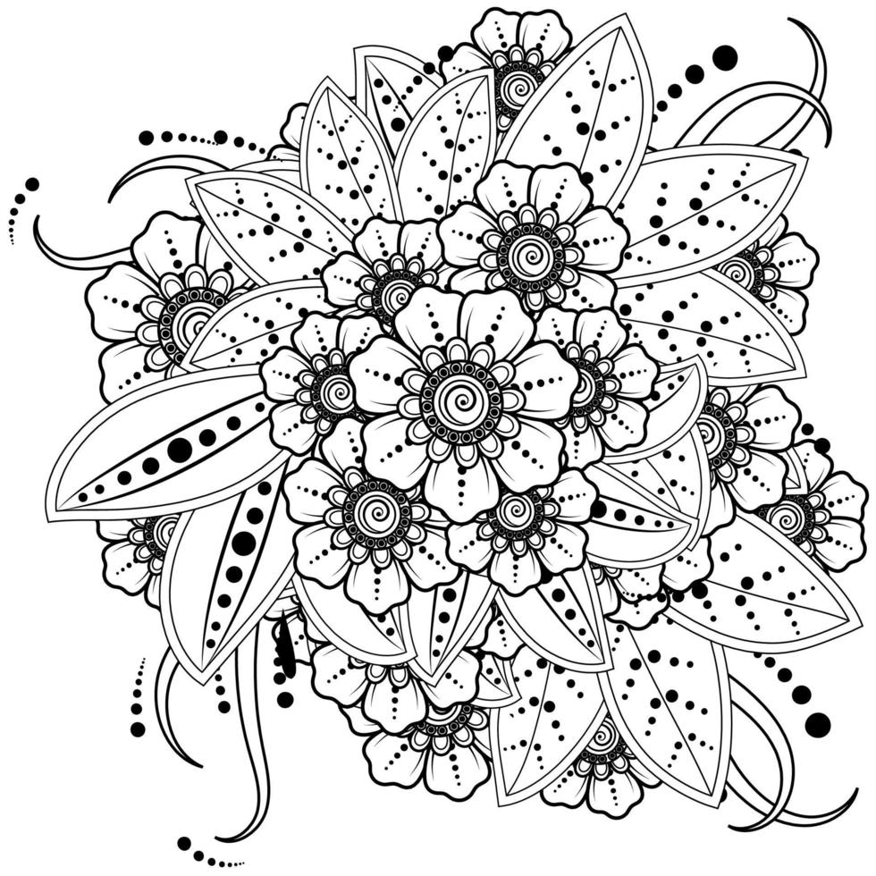 mehndi flower decorative ornament in ethnic oriental style vector