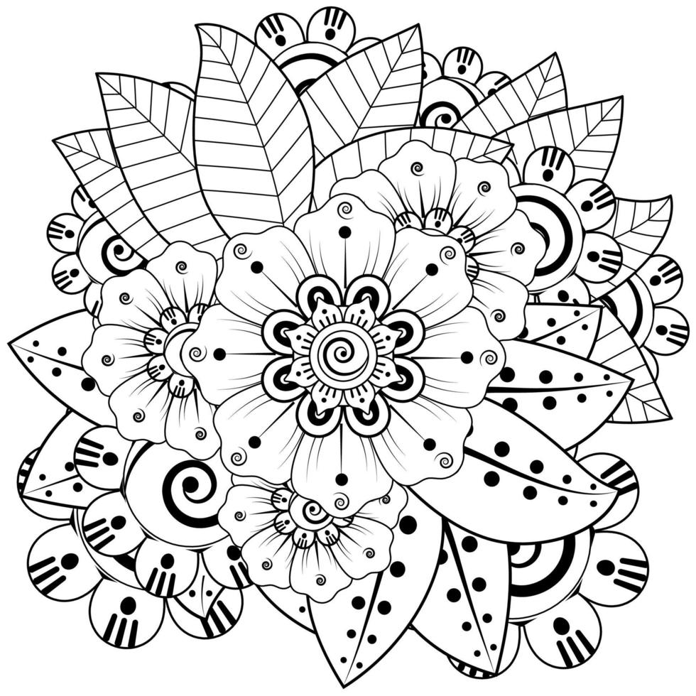 Adorno decorativo de flores mehndi en estilo étnico oriental vector