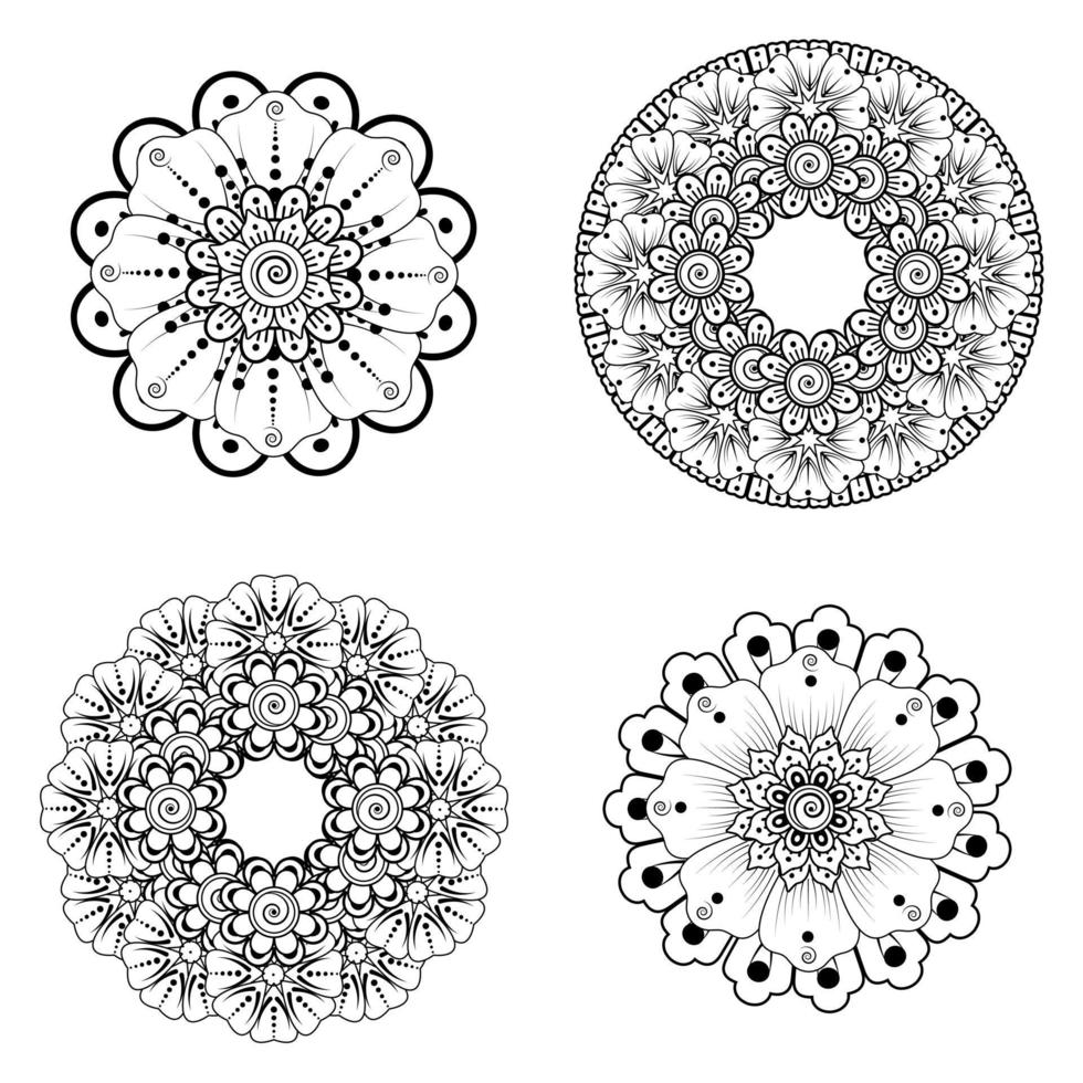 Circular pattern in the form of mandala with flower for henna vector