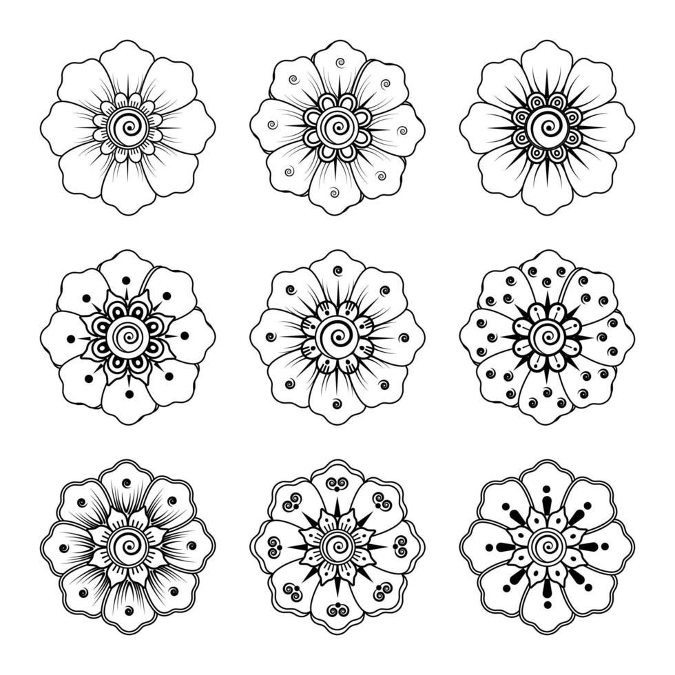 Circular pattern in the form of mandala with flower for henna vector