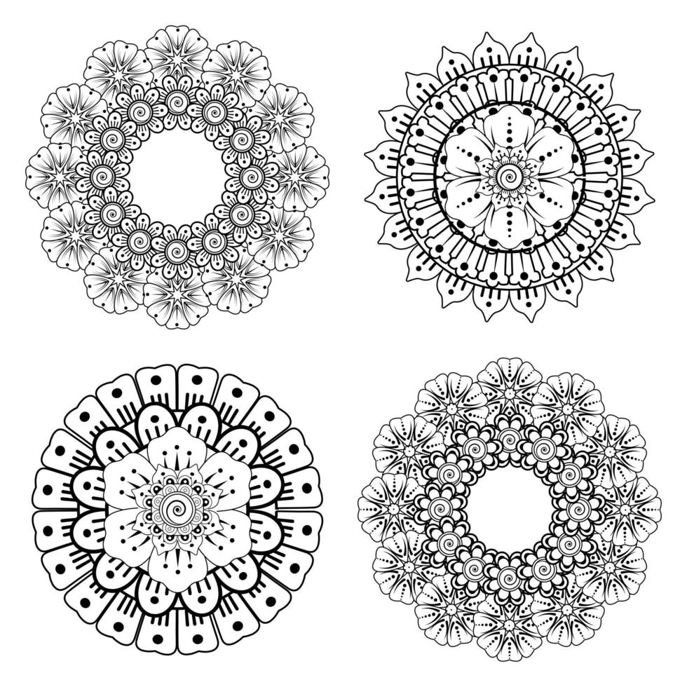 Circular pattern in the form of mandala with flower for henna vector