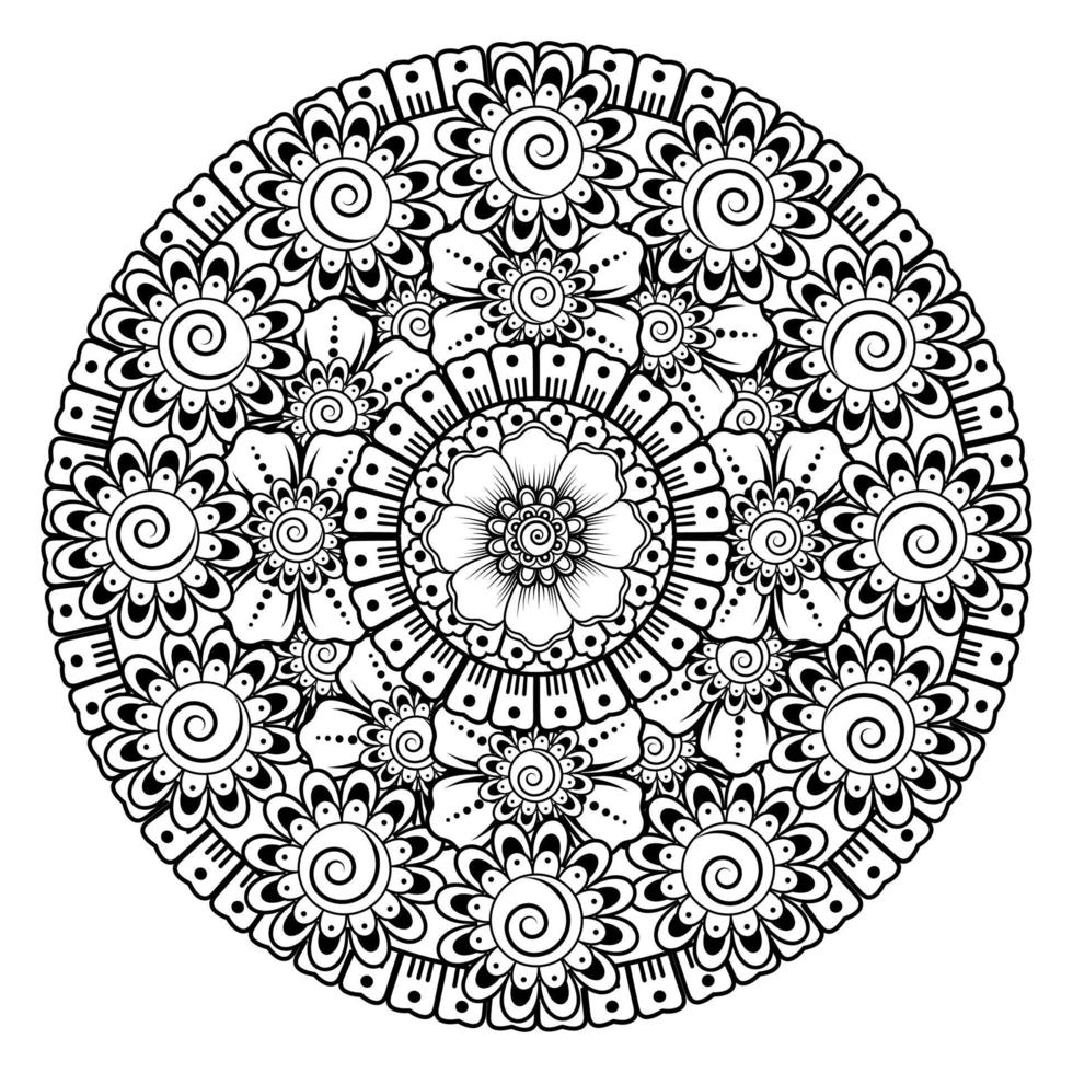 Circular pattern in the form of mandala with flower for henna vector