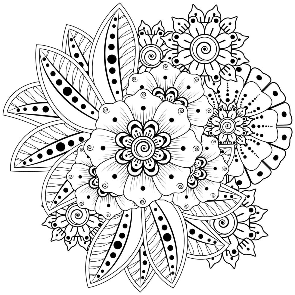 Adorno decorativo de flores mehndi en estilo étnico oriental vector