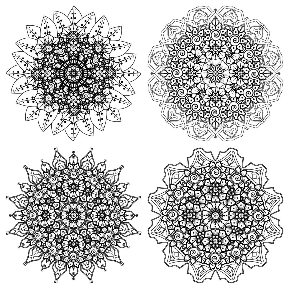 Circular pattern in the form of mandala with flower for henna vector