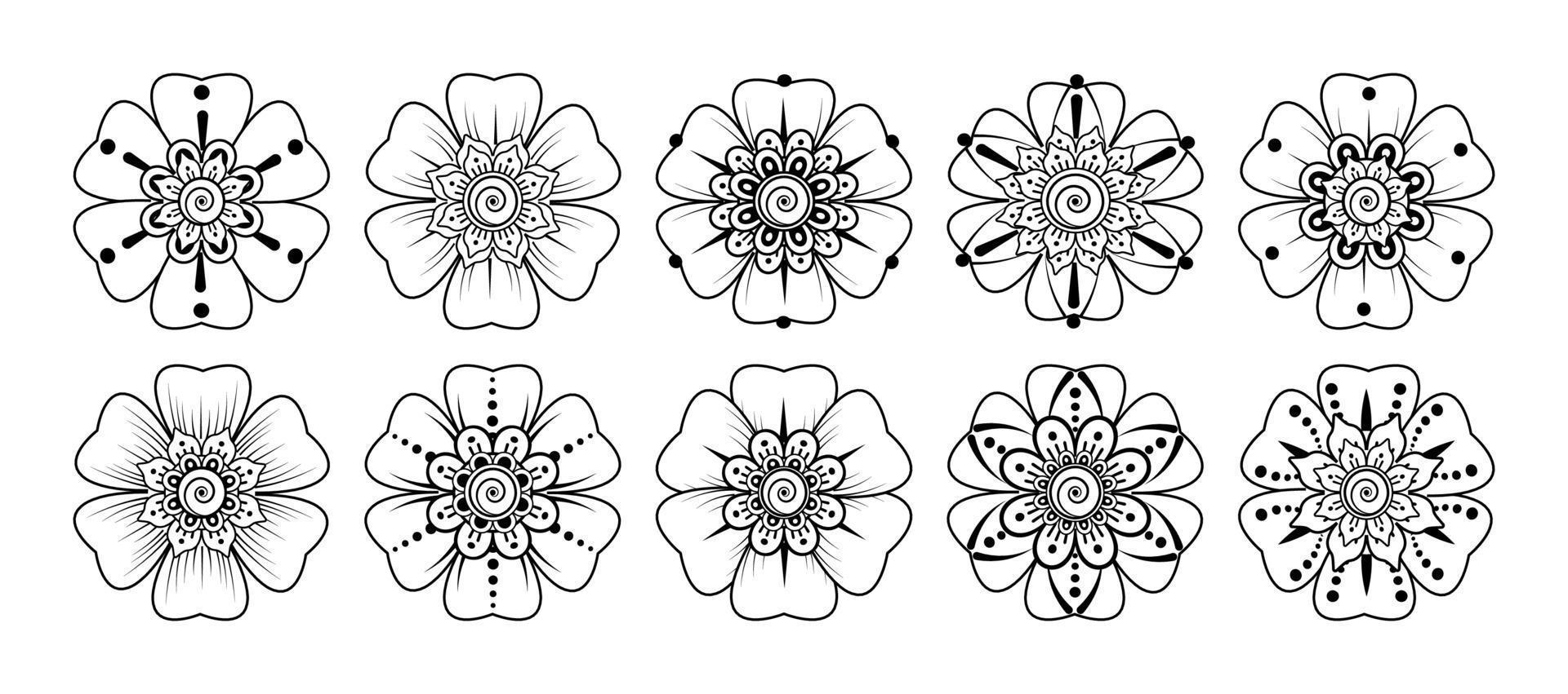 Circular pattern in the form of mandala with flower for henna vector