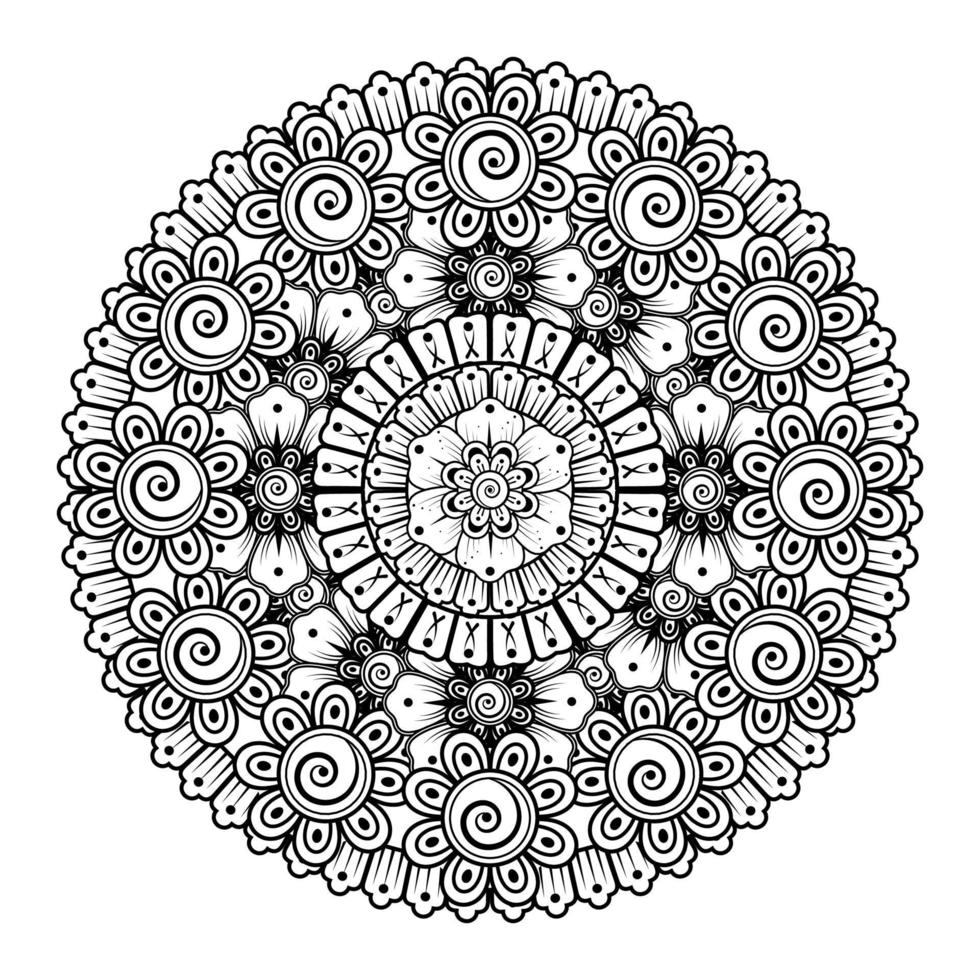 Circular pattern in the form of mandala with flower for henna vector