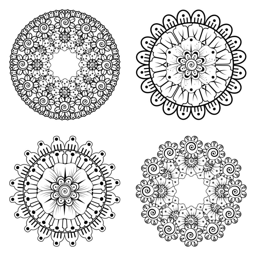 patrón circular en forma de mandala con flor para henna vector