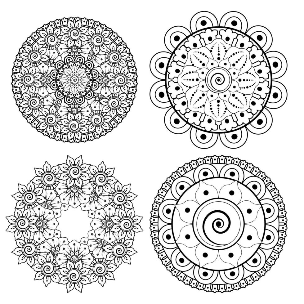 Circular pattern in the form of mandala with flower for henna vector