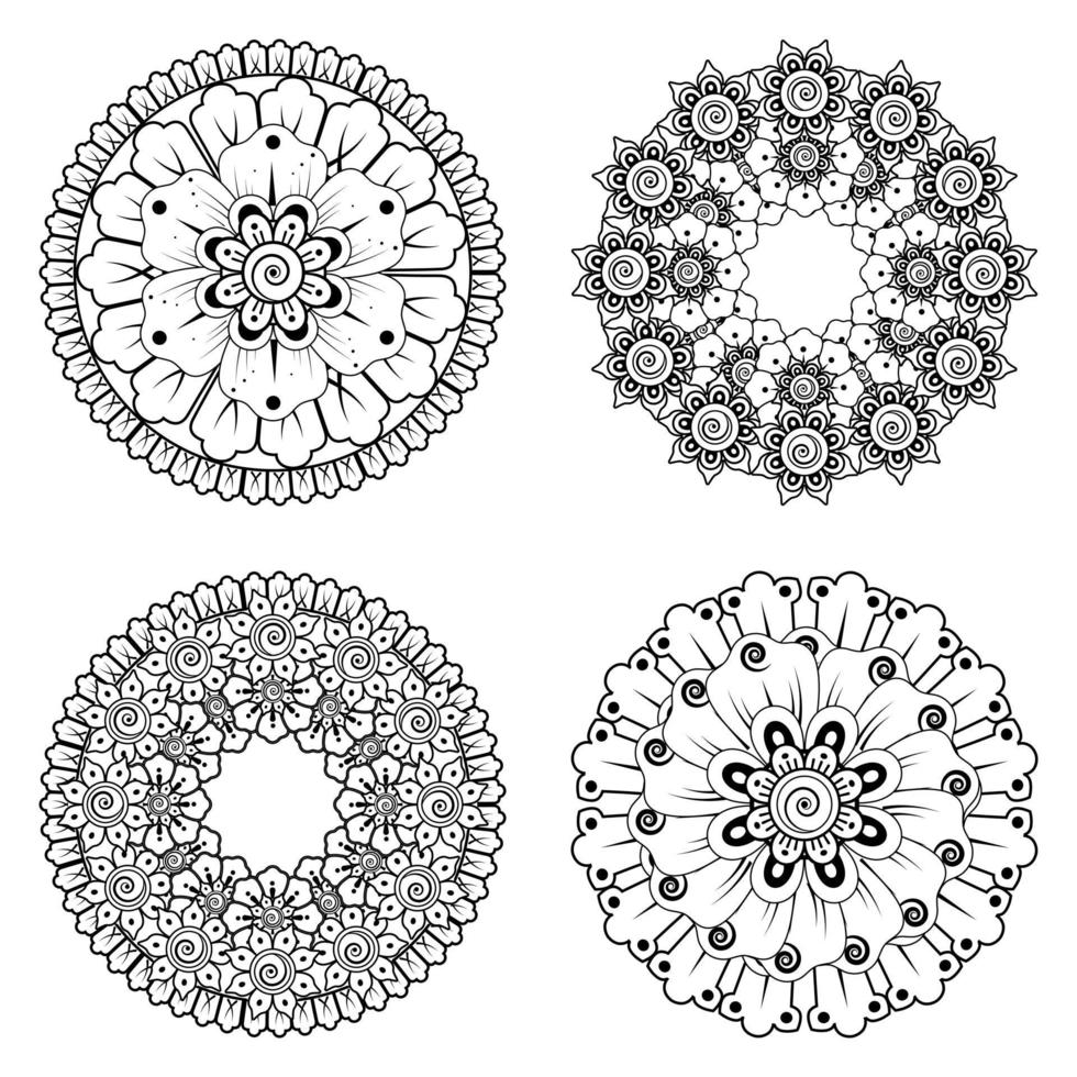 Circular pattern in the form of mandala with flower for henna vector