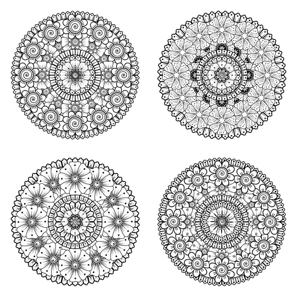 Circular pattern in the form of mandala with flower for henna vector