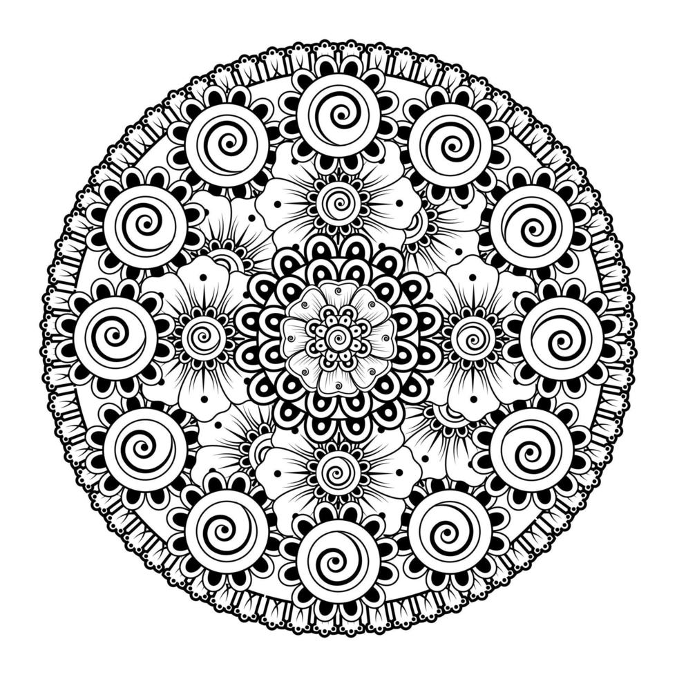 Circular pattern in the form of mandala with flower for henna vector