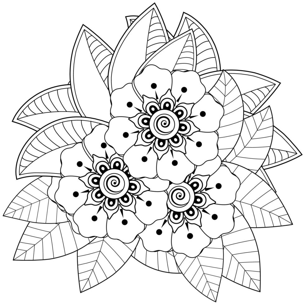 Adorno decorativo de flores mehndi en estilo étnico oriental vector